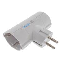 Adaptador doble Schuko 16A Blanco EUROBRIC, 1 ud