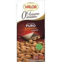 VALOR azukrerik gabeko txokolate purua almendrekin, tableta 150 g