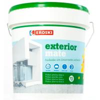 Pintura plástica de exterior rendimiento 9-12m2/l color blanco mate EROSKI, 12+3l