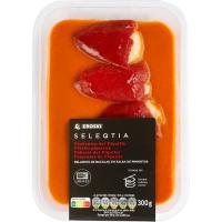 Pimientos rellenos de bacalao EROSKI SELEQTIA, bandeja 300 g
