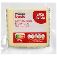 Queso semicurado EROSKI BASIC, cuña 375 g