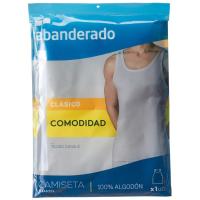 Camiseta interior hombre de tirantes de algodón, blanco ABANDERADO, talla 48
