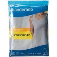 Camiseta interior hombre de tirantes de algodón, blanco ABANDERADO, talla 52