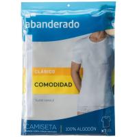 Camiseta interior hombre de manga corta de algodón, blanco ABANDERADO, talla 48