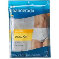 Braslip hombre abierto de algodón, blanco ABANDERADO, talla 48
