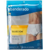 Braslip hombre abierto de algodón, blanco ABANDERADO, talla 52