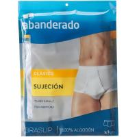 Braslip hombre abierto de algodón, blanco ABANDERADO, talla 60