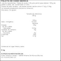 Paleta de cebo 50% raza ibérica LEGADO ELPOZO, pieza 5 kg