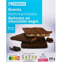 Snacks de chocolate negro EROSKI, caja 200 g