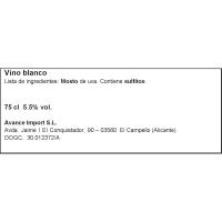 Vino Moscato D`asti Fiocco di Vite TOSO, botella 75 cl