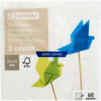 EROSKI 2 geruzako ezpainzapi zuriak, 38x38, paketea 60 ale