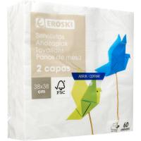 EROSKI 2 geruzako ezpainzapi zuriak, 38x38, paketea 60 ale