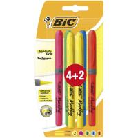 Marcador fluorescente 5 colores Brite Liner Grip BIC, pack  4+2uds