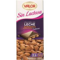 VALOR laktosarik gabeko txokolatea almendrekin, tableta 150 g