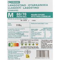 Langostino cocido calibre 60/70 EROSKI, bandeja 450 g