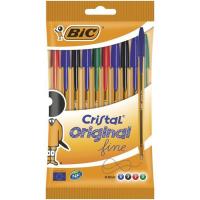 Bolígrafo colores: 4azul, 2negro, 2rojo, 2verde, punta 0.8mm Cristal BIC, 10uds