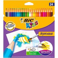 Lápices de colores surtidos acuarelables Kids Aquacouleur BIC, Caja 24 uds
