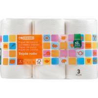 Papel de cocina triple rollo EROSKI, paquete 3=9 rollos