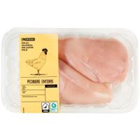 Pechugas enteras de pollo 2 ud EROSKI, bandeja 580 g