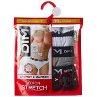 Slip hombre algodón elástico, blanco/gris/negro talla M DIM, pack 3 uds