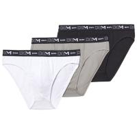 Slip hombre algodón elástico, blanco/gris/negro talla M DIM, pack 3 uds