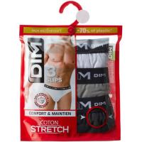 Slip hombre algodón elástico, blanco/gris/negro talla L DIM, pack 3 uds
