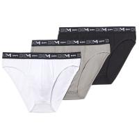Slip hombre algodón elástico, blanco/gris/negro talla XL DIM, pack 3 uds