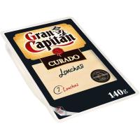 Queso curado GRAN CAPITAN, lonchas, bandeja 140 g