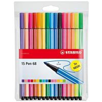 Rotulador fibra Premiun STABILO Pen68 estuche 15uds.