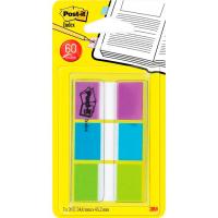 Marcapáginas de colores, 24x43,2 mm, morado, azul y verde POST-IT, 3x20 uds