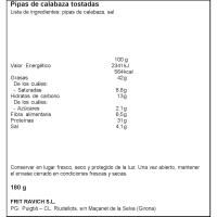 Pipas de calabaza tostadas FRIT RAVICH, bolsa 170 g
