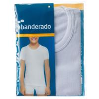 Camiseta interior infantil manga corta de algodón, blanco ABANDERADO, talla 4