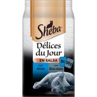 Delices de pescado para gato SHEBA, pack 6x50 g