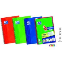 Cuaderno espiral A4 cuadriculado, 80 hojas, tapa dura con pizarra, colores surtidos vivos OXFORD, Pack 3+1 uds