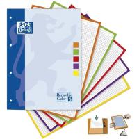Recambio encolado A4 cuadriculado, 4 taladros, bandas 5 colores, 80hojas OXFORD, 1 ud