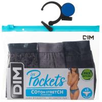 Tanga mujer algodón elástico, surtido negro/gris talla P DIM, pack 3 uds