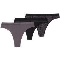 Tanga mujer algodón elástico, surtido negro/gris talla P DIM, pack 3 uds