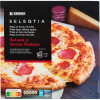 EROSKI SELEQTIA salami eta grana padano pizza, 1 ale, 380 g