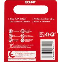 Pila alcalina LR03 (AAA) ECRON, pack 8 uds