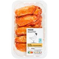 Alas de pollo adobadas tradicional EROSKI, bandeja 500 g