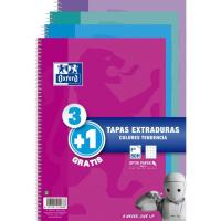 Cuaderno espiral A4 cuadriculado, 80 hojas, tapa dura con pizarra, colores surtidos tendencia OXFORD, Pack 3+1 uds