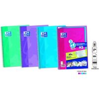 Cuaderno espiral A4 cuadriculado, 80 hojas, tapa dura con pizarra, colores surtidos tendencia OXFORD, Pack 3+1 uds