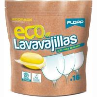 Lavavajillas gel eco FLOPP, bolsa 16 dosis