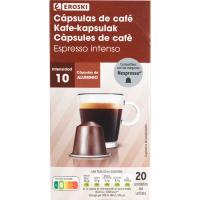 Café expresso intenso compatible Nespresso EROSKI, caja 20 uds