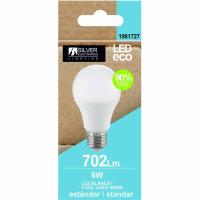 SILVER E27 led eko bonbilla estandarra, 8W, argi hotza (6500k), 1 ale