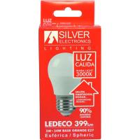 Bombilla Led esférica E27 5W 3K luz cálida (3000k) SILVER, 1ud