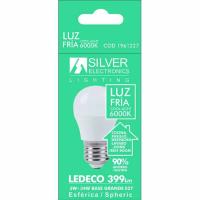 Bombilla Led eco esférica E27 5W luz fría (6500K) SILVER ELECTRONICS, 1 ud