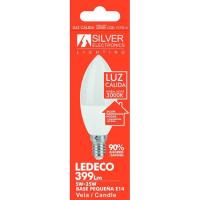 Bombilla Led eco vela E14 5W luz cálida (3000k) SILVER ELECTRONICS, 1 ud