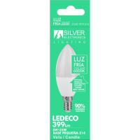 Bombilla Led eco vela E14 5W luz fría (6500k) SILVER, 1ud