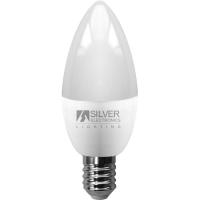 Bombilla Led eco vela E14 5W luz fría (6500k) SILVER, 1ud